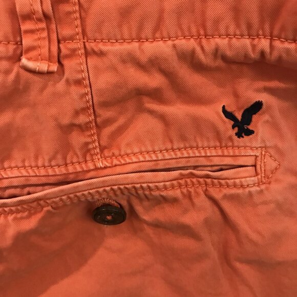 American Eagle Outfitters Shorts Mens 44 Orange Prep Chino Flat Front Summer - Picture 5 of 10